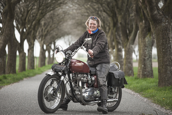 Hanne and her Bonneville